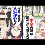 【スカッと】私に嘘の時間と場所を教えて弟の結婚式を欠席させた義妹「中卒の姉は恥だから来るな」→今日が私が経営する会社の入社式と伝えると…【スカッとする話】【2ch】【漫画】【アニメ】